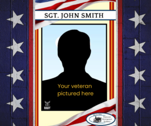 Patriotic poster template featuring veteran silhouette and American flag.