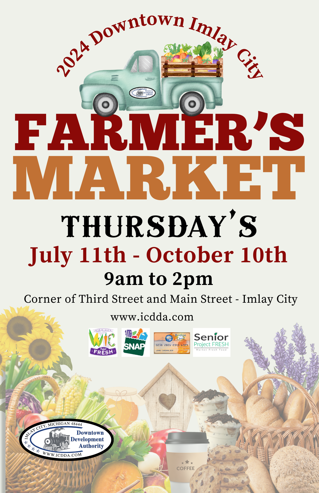 2024 Imlay City Farmers' Market poster.