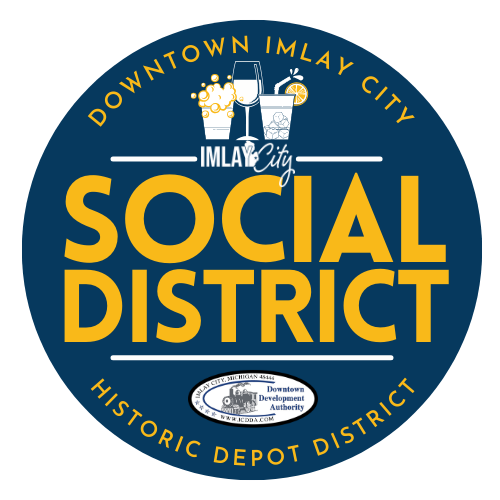 Imlay City Social District logo with drinks and text
