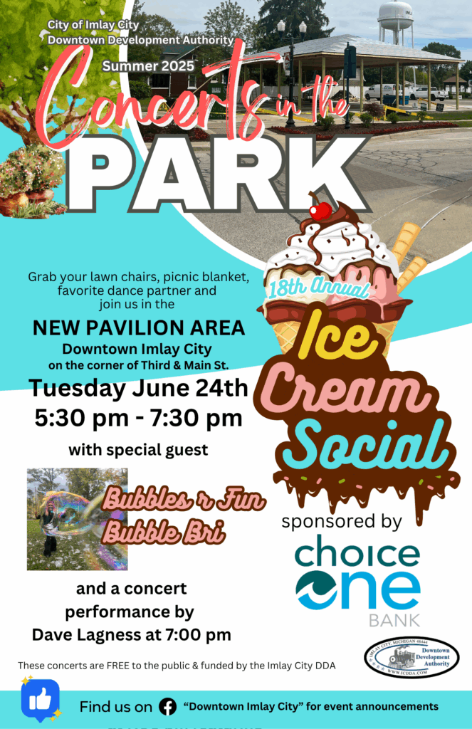 ice cream social 2025 posters 2025 Summer Concerts and Ice Cream Social in Imlay City