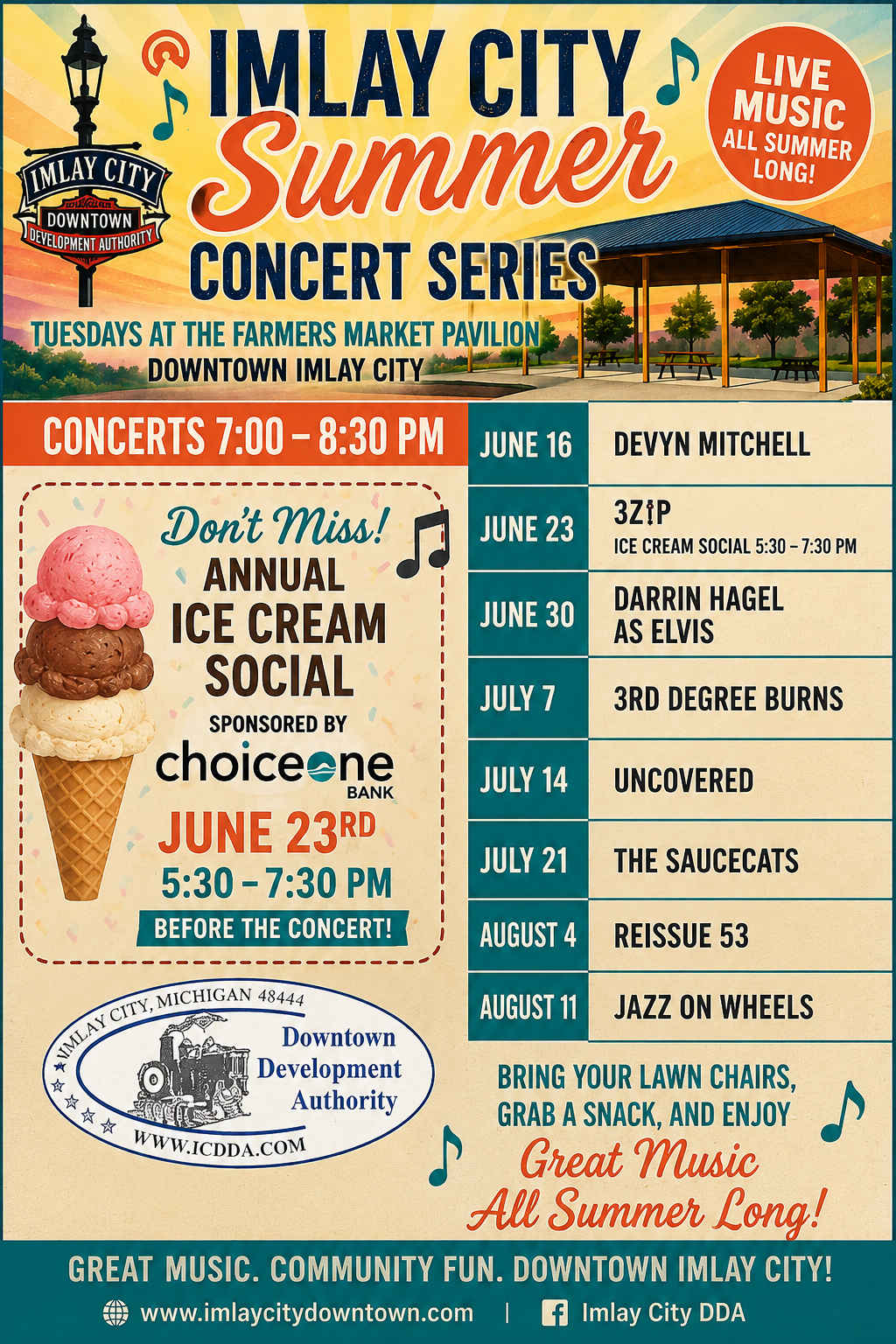 Imlay City Summer Concert Series event poster