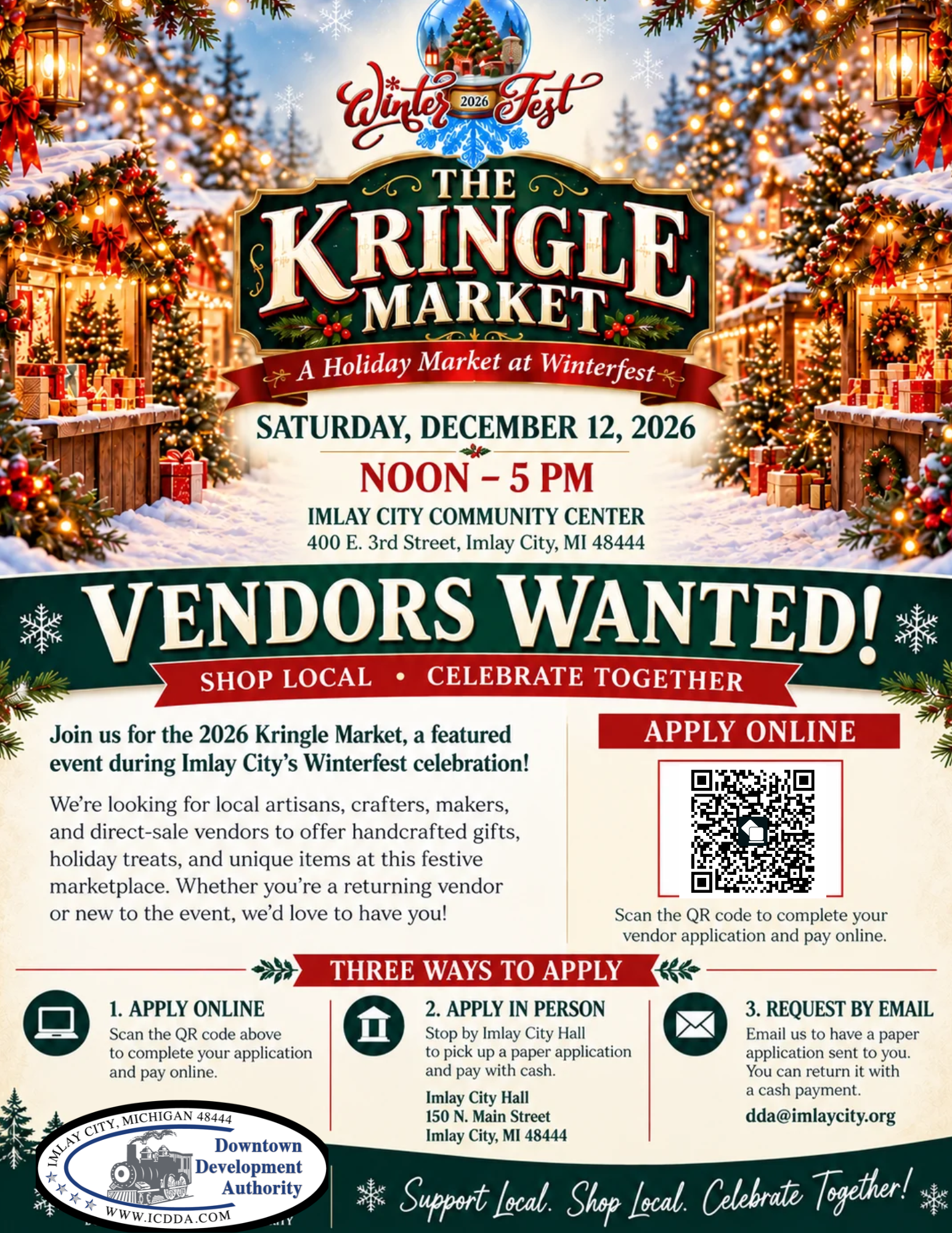 2026 Kringle Market vendor recruitment flyer